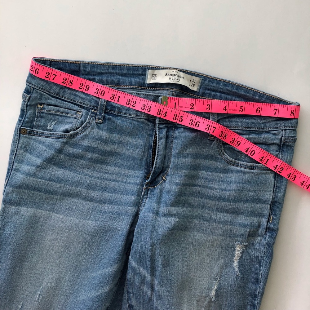 ABERCROMBIE Alyssa Light Wash Distressed Petite Skinny Jeans Size 12 / 31 Short - Picture 10 of 10